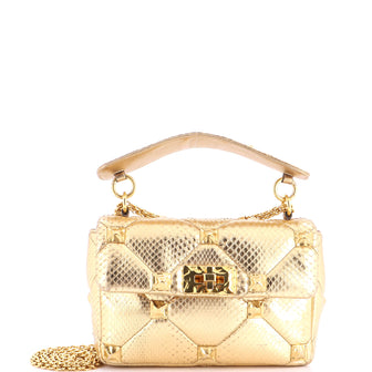 Valentino Garavani Roman Stud Flap Bag Quilted Python Medium