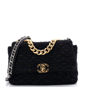 Chanel 19 Flap Bag Quilted Tweed and Ribbon Large