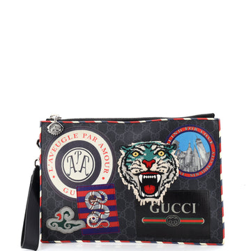 Gucci Night Courrier Pouch GG Coated Canvas with Applique
