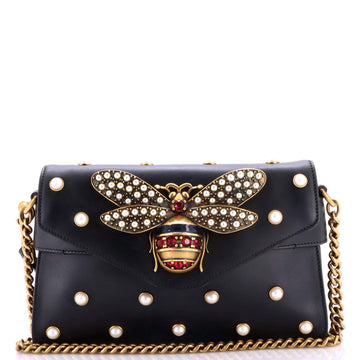 Gucci Broadway Pearly Bee Shoulder Bag Embellished Leather Mini