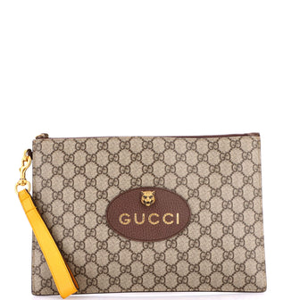 Gucci Neo Vintage Wristlet Pouch GG Coated Canvas