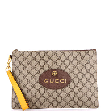 Gucci Neo Vintage Wristlet Pouch GG Coated Canvas