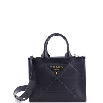 Prada Symbole Shopper Tote Embossed Leather Small