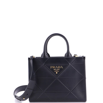Prada Symbole Shopper Tote Embossed Leather Small