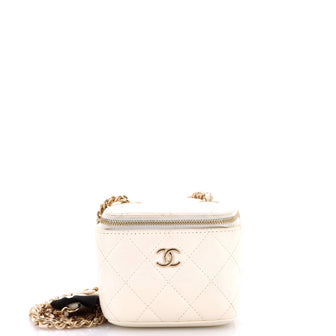 Chanel Camellia Bow Vanity Case with Chain Quilted Lambskin Mini