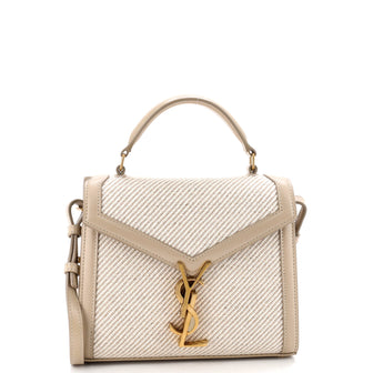 Saint Laurent Cassandra Top Handle Bag Canvas with Leather Mini