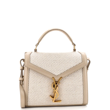 Saint Laurent Cassandra Top Handle Bag Canvas with Leather Mini