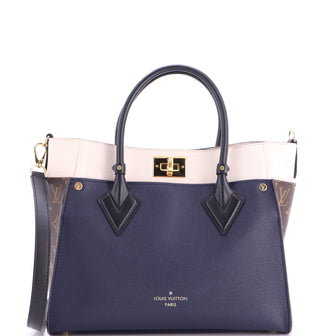 Louis Vuitton On My Side Tote Leather with Monogram Canvas MM