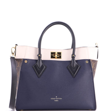 Louis Vuitton On My Side Tote Leather with Monogram Canvas MM