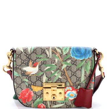 Gucci Padlock Saddle Shoulder Bag Tian Print GG Coated Canvas Medium