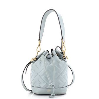 Fendi Mon Tresor Bucket Bag Zucca Embossed Leather Mini