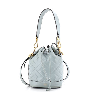 Fendi Mon Tresor Bucket Bag Zucca Embossed Leather Mini