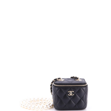 Chanel Vanity Case with Pearl Chain Quilted Lambskin Mini