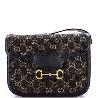 Gucci Horsebit 1955 Shoulder Bag GG Denim Small