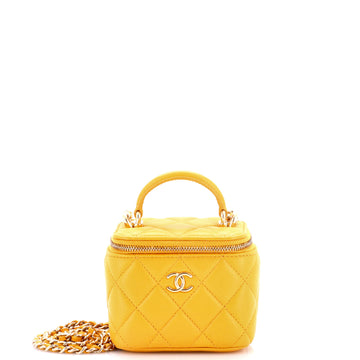 Chanel Classic Top Handle Vanity Case with Chain Quilted Lambskin Mini