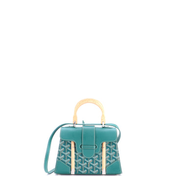 Goyard Structured Saigon Top Handle Bag Coated Canvas with Leather Mini