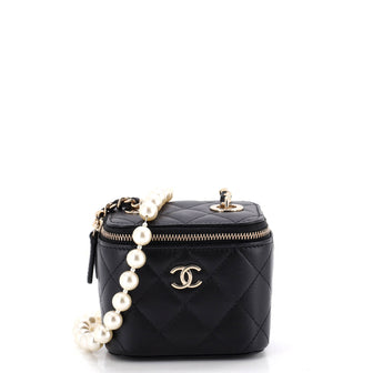 Chanel Vanity Case with Pearl Chain Quilted Lambskin Mini