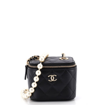 Chanel Vanity Case with Pearl Chain Quilted Lambskin Mini