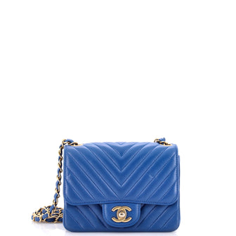 Chanel Square Classic Single Flap Bag Chevron Lambskin Mini