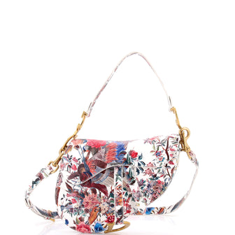 Christian Dior Saddle Handbag with Strap Printed Leather Medium