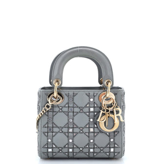 Christian Dior Lady Dior Chain Bag Embroidered Calfskin Mini