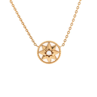 Christian Dior Rose des Vents Necklace 18K Yellow Gold with Diamond and Mother of Pearl 12mm