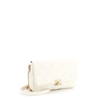 Chanel Chain Melody Flap Bag Quilted Caviar Small