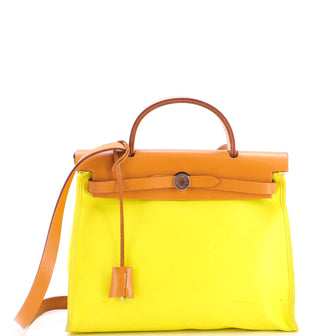 Hermes Herbag Zip Berline Vache Canvas and Leather 31