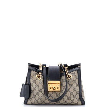 Gucci Padlock Chain Tote GG Coated Canvas with Leather Small