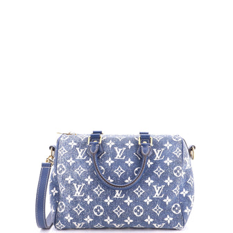 Louis Vuitton Speedy Bandouliere Bag Monogram Jacquard Denim 25