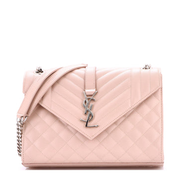 Saint Laurent Classic Monogram Envelope Satchel Mixed Matelasse Leather Medium