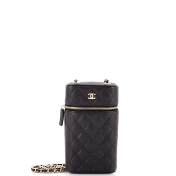 Chanel Classic Vanity Phone Holder with Chain Quilted Caviar