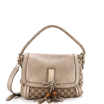 Gucci Bella Flap Shoulder Bag GG Canvas with Leather Medium