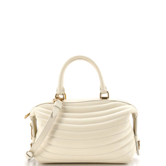 Salvatore Ferragamo Convertible Top Handle Bowling Bag Quilted Leather