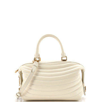 Salvatore Ferragamo Convertible Top Handle Bowling Bag Quilted Leather