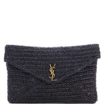 Saint Laurent Cassandre Envelope Clutch Raffia Large