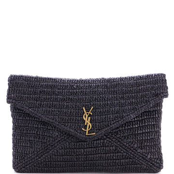 Saint Laurent Cassandre Envelope Clutch Raffia Large