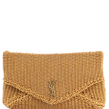 Saint Laurent Cassandre Envelope Clutch Raffia Large