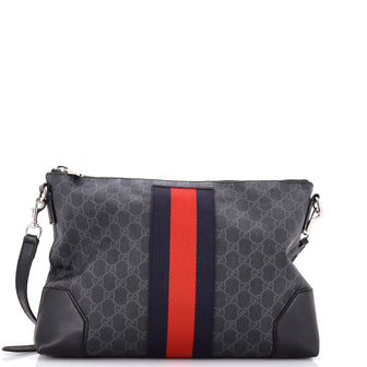 Gucci Web Zip Flat Messenger GG Coated Canvas Medium