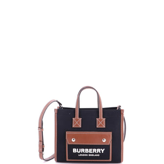 Burberry Freya Shopping Tote Canvas with Leather Mini