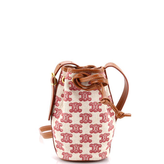 Celine Drawstring Bucket Bag Triomphe Canvas Micro