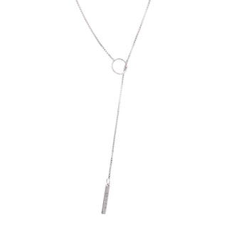 Gucci Logo Lariat Necklace 18K White Gold