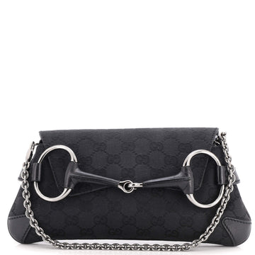 Gucci Horsebit Chain Clutch GG Canvas with Leather Medium