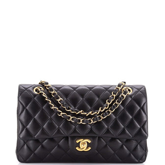Chanel Vintage Classic Double Flap Bag Quilted Lambskin Medium