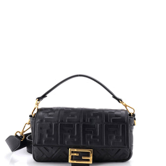 Fendi Baguette NM Bag Zucca Embossed Leather Medium