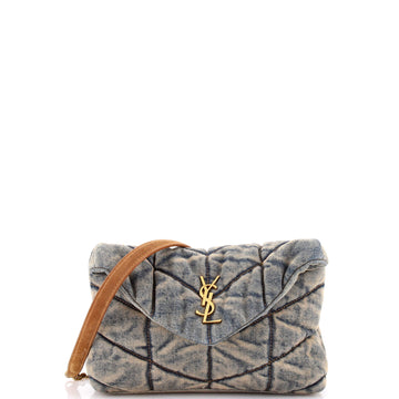 Saint Laurent Loulou Puffer Shoulder Bag Quilted Vintage Denim Mini