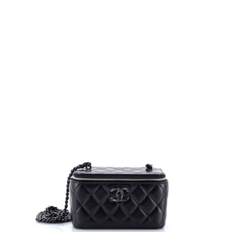 Chanel So Black Classic Vanity Case with Chain Quilted Lambskin Small