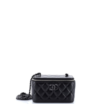 Chanel So Black Classic Vanity Case with Chain Quilted Lambskin Small