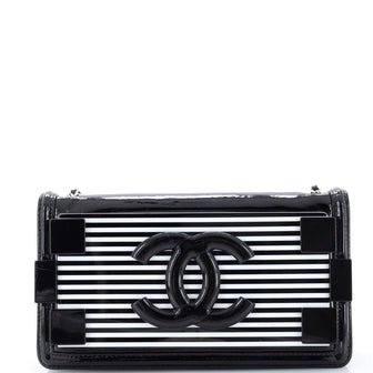 Chanel Boy Brick Flap Bag Striped Patent and Plexiglass Horizontal