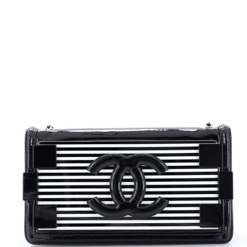 Chanel Boy Brick Flap Bag Striped Patent and Plexiglass Horizontal